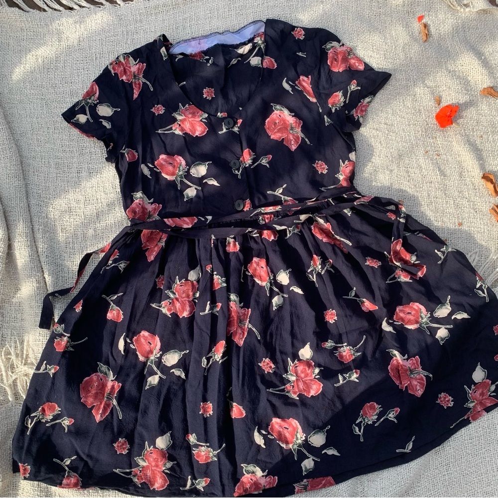 Vintage 90s Floral Button-Front Dress